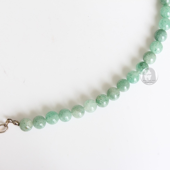 Vintage Necklace Choker Green Jade Stones Abstract & Round Artisan Handmade 80s - Picture 8 of 10